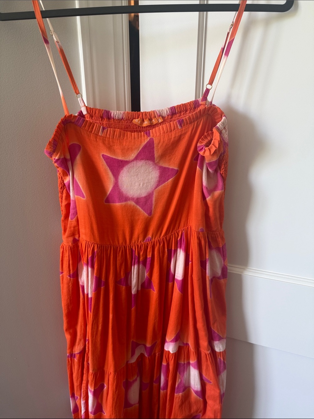 Oliphant Orange and Pink Star-Print Maxi